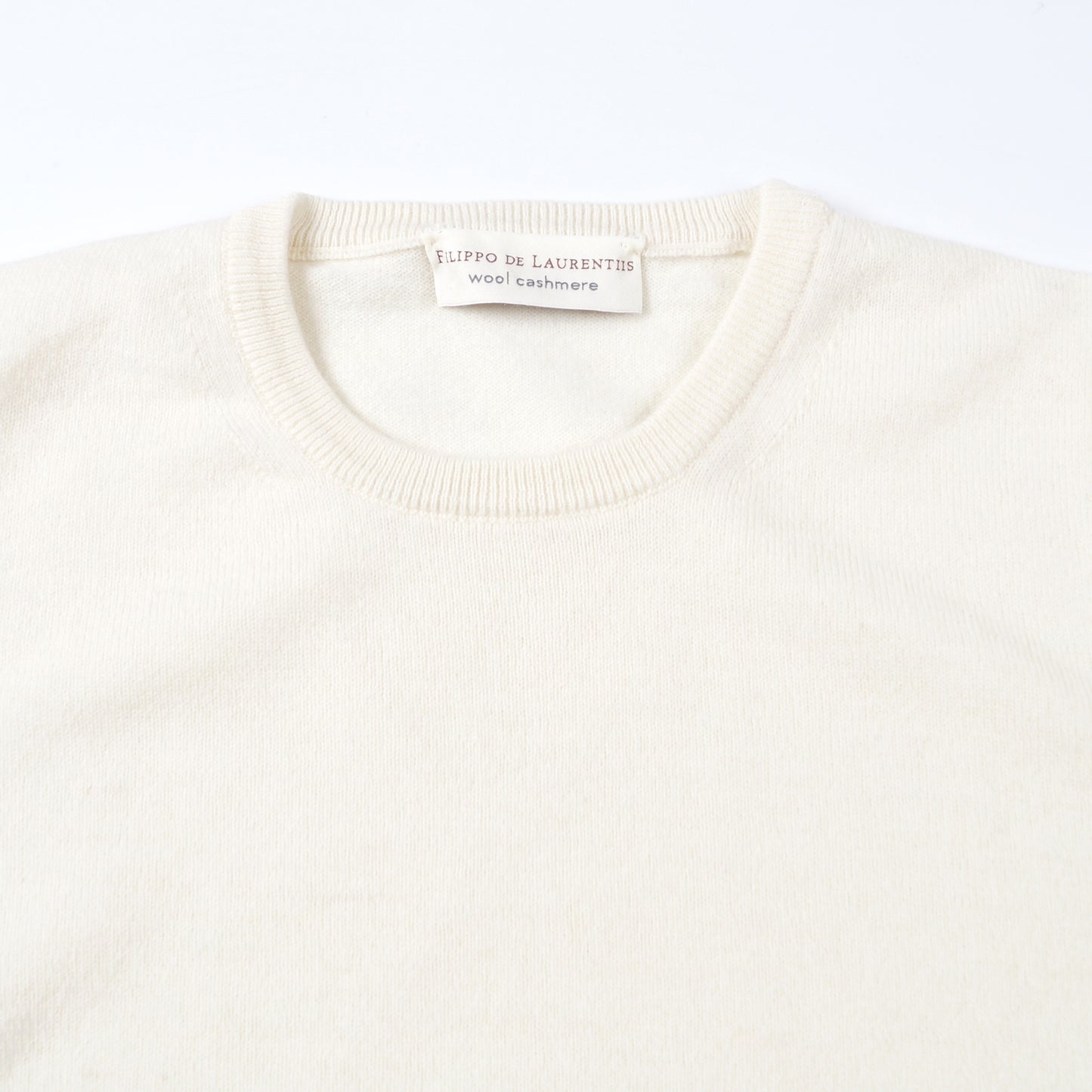 - Wool Cashmere Crew Neck Knit - Cream