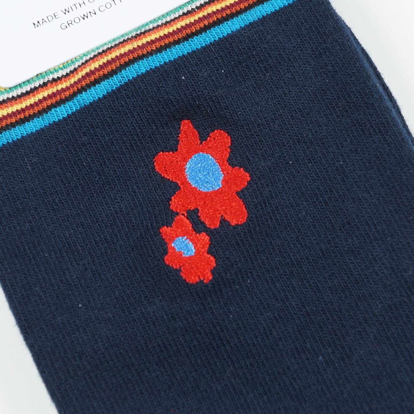 - Dolan Flower Embroidered Sock - Navy