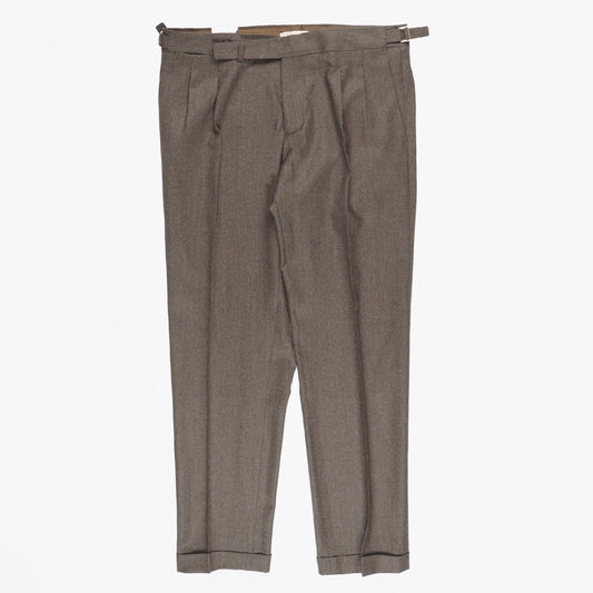 - Quartieris Pleat Trousers - Mushroom