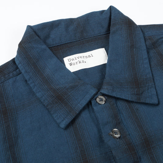 - Embroidered Pullover Shirt - Navy Check