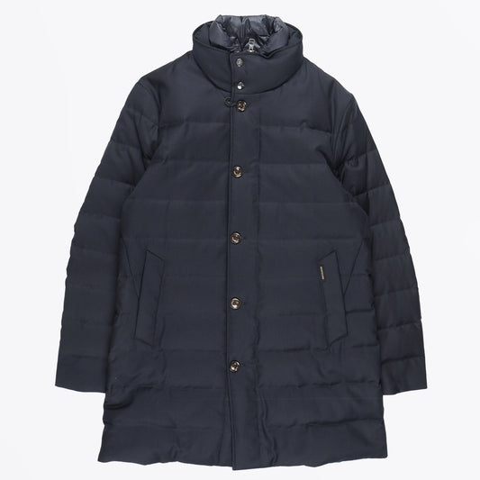 - Wool Light Down Padded Coat - Navy