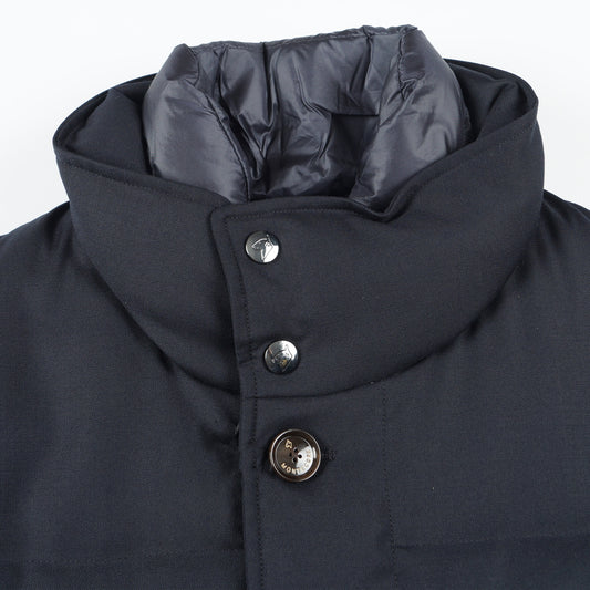 - Wool Light Down Padded Coat - Navy