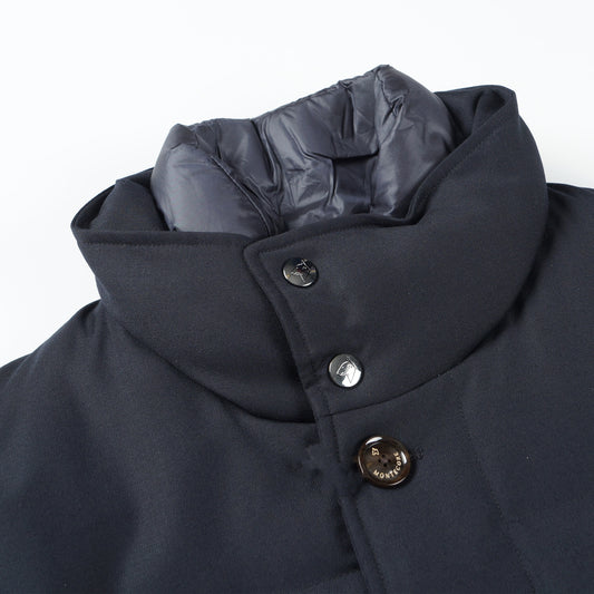 - Wool Light Down Padded Coat - Navy