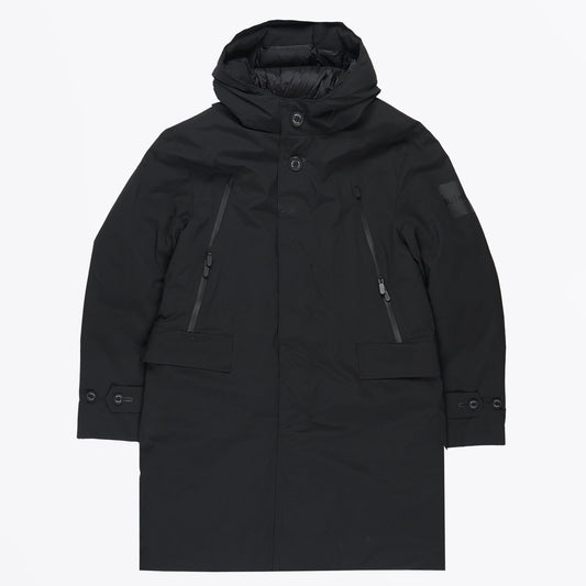 - Synthetic Down Hooded Coat - Black