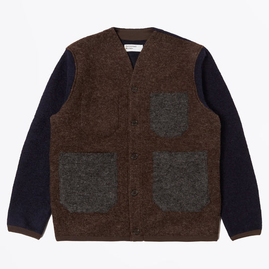 - Wool Feece Mixed Cardigan - Mixed Brown