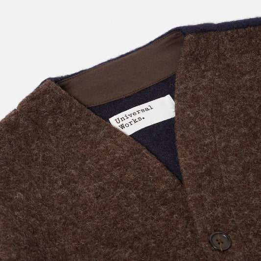 - Wool Feece Mixed Cardigan - Mixed Brown