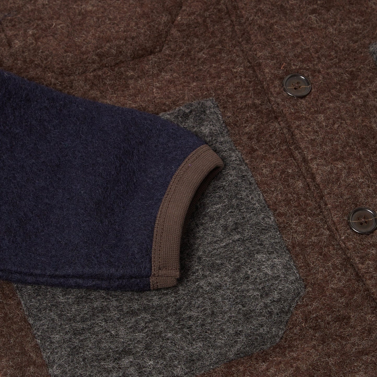 - Wool Feece Mixed Cardigan - Mixed Brown