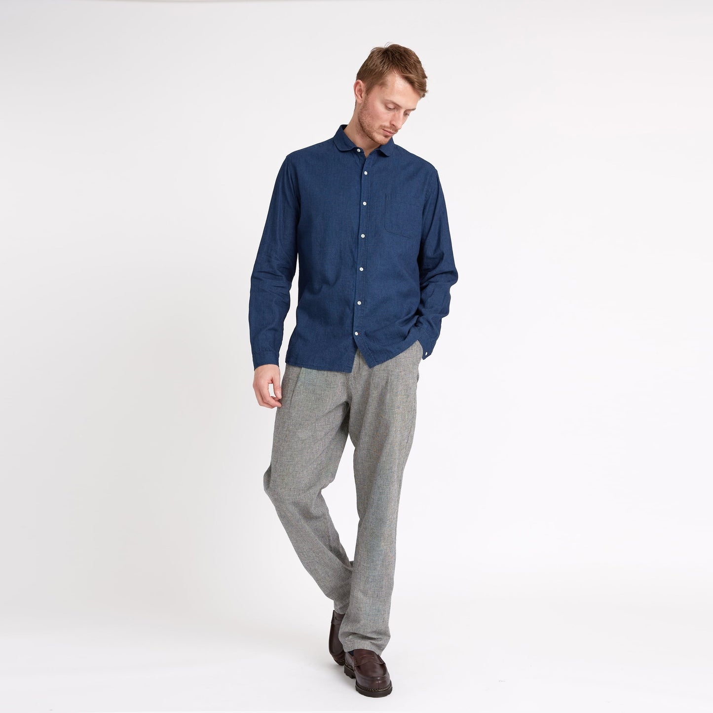 - Eton Collar Lawes Shirt - Navy