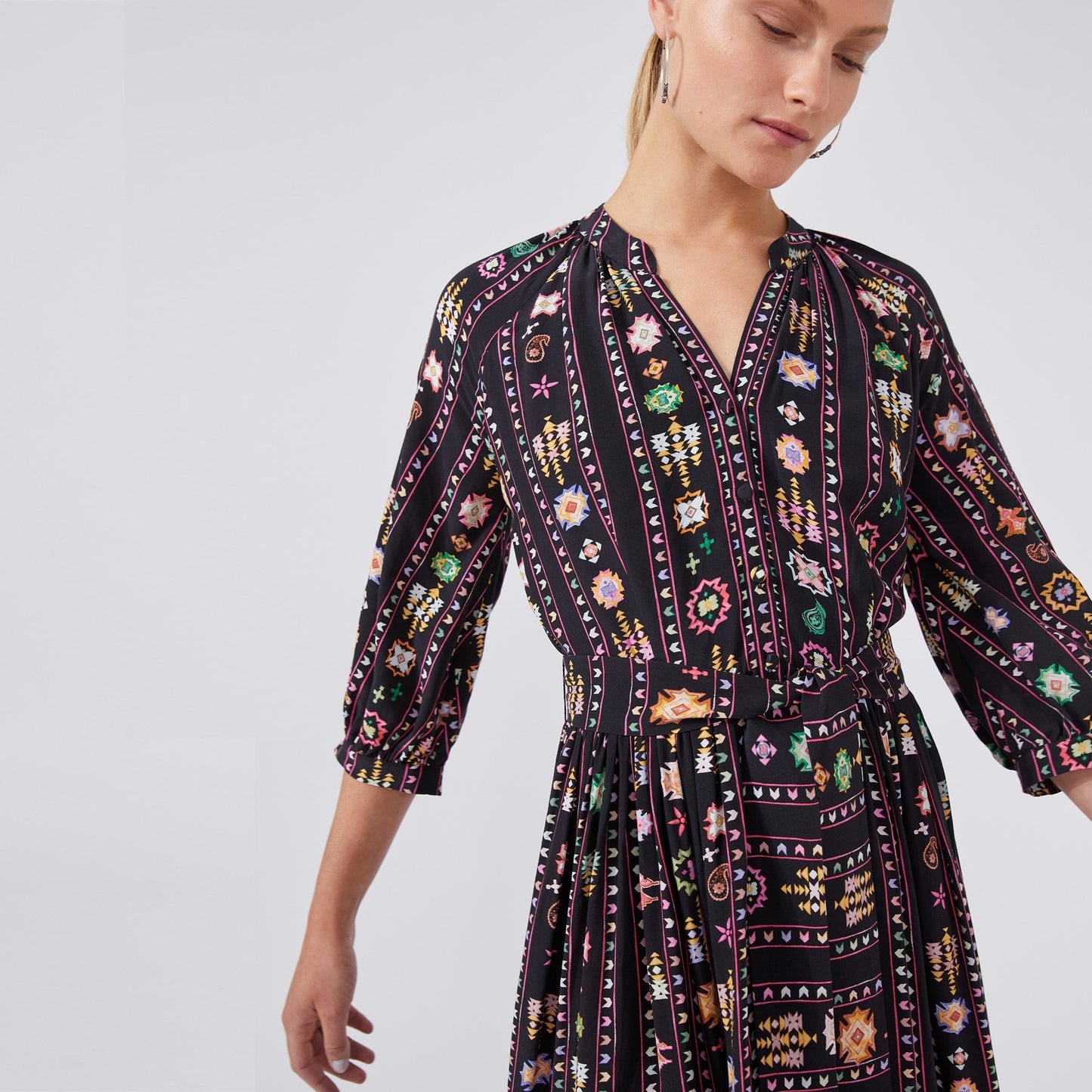 - Esmerelda Viscose Crepe Maxi Shirt Dress - Black