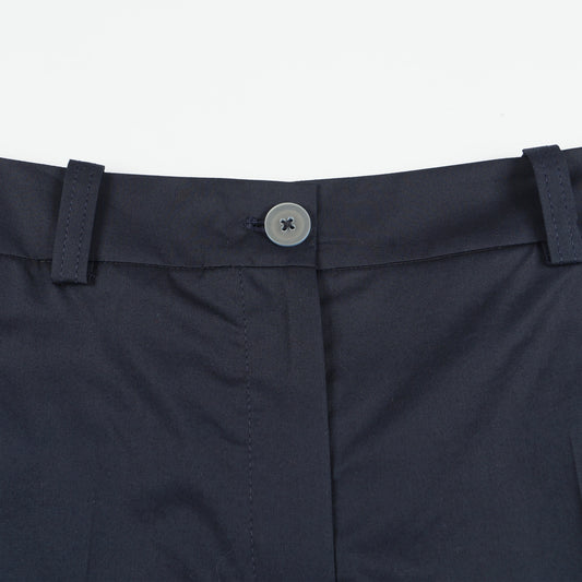 - Wide Leg Crop Cotton Trouser - Navy