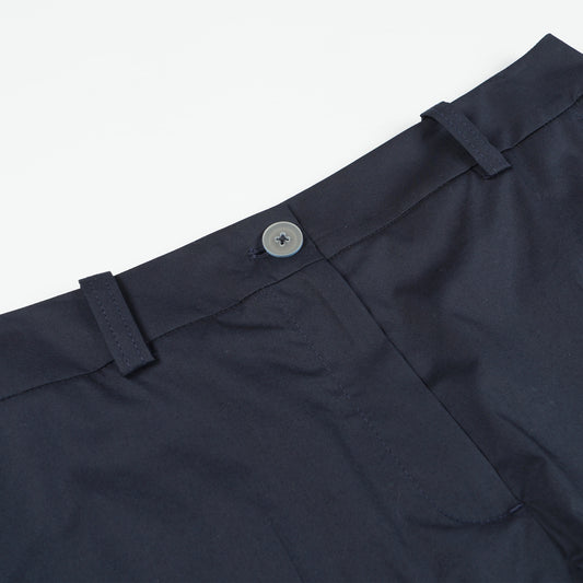 - Wide Leg Crop Cotton Trouser - Navy