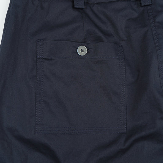 - Wide Leg Crop Cotton Trouser - Navy