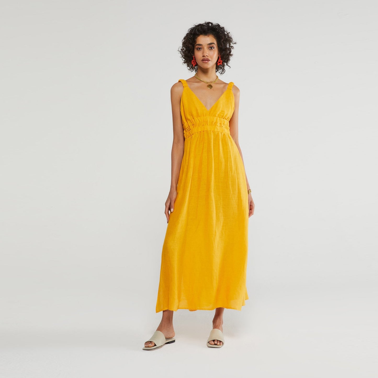 - Linen Dress - Chedder