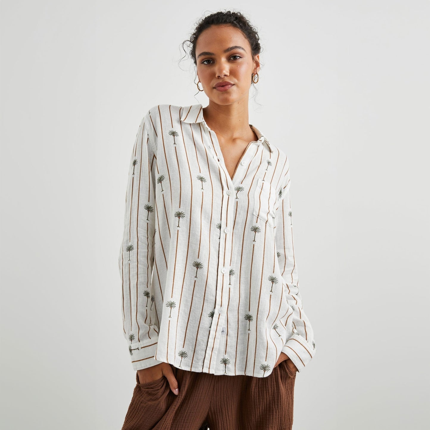 - Charli Shirt - Stripe Palms