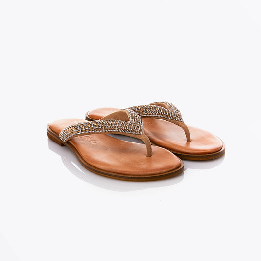 - Diamante Thong Sandal - Camel