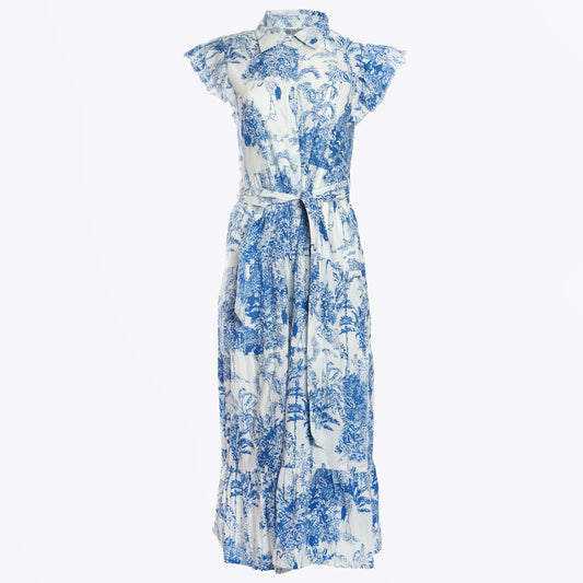 - Longbeach Dress - Blue Sketch