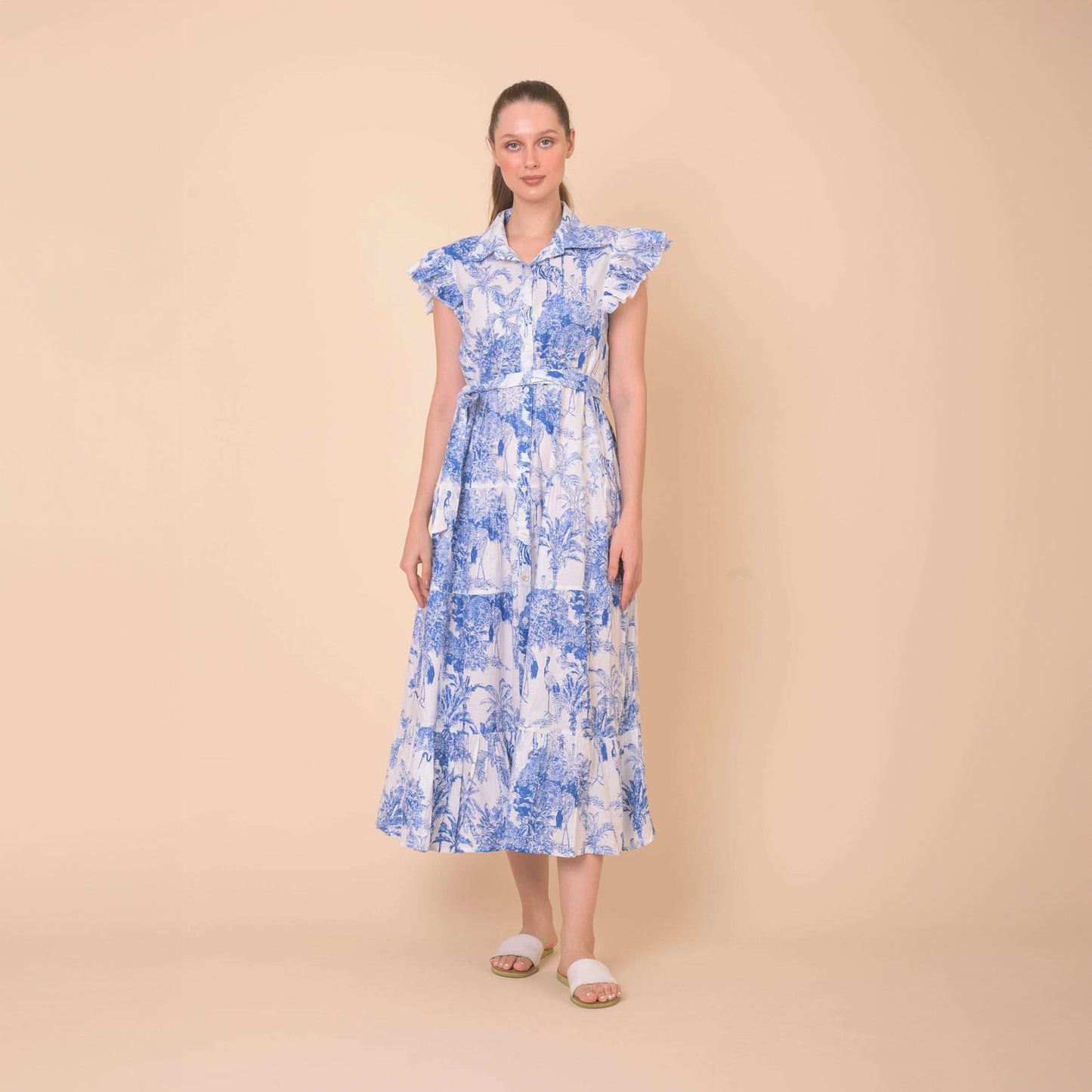 - Longbeach Dress - Blue Sketch