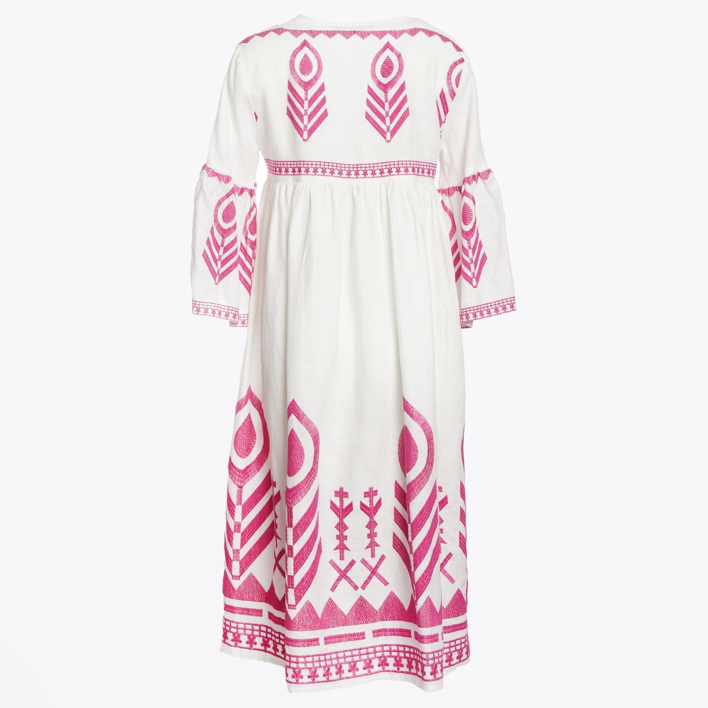 - Classic Feather Maxi Dress - White/Pink
