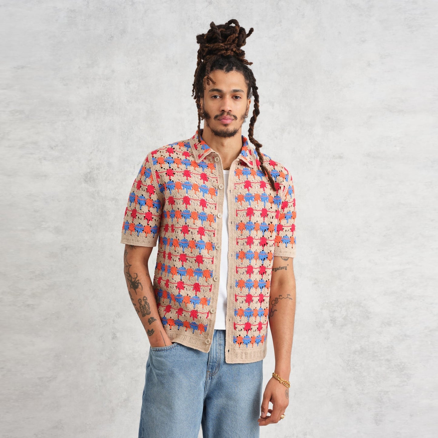 - Porto Splash Crochet Shirt - Multi