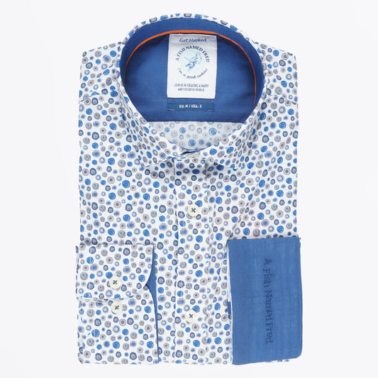- Watercolor Dots Shirt - Blue