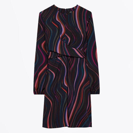 - Satin Georgette Dress - Midnight Swirl