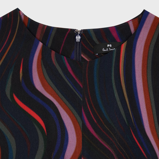 - Satin Georgette Dress - Midnight Swirl