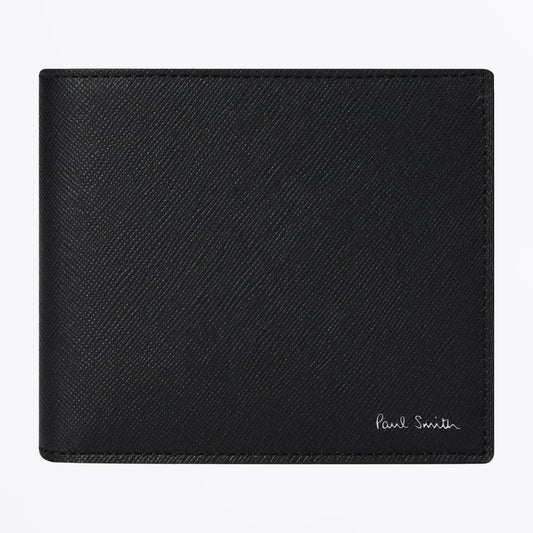 - Mini Stripe Leather Billfold - Black