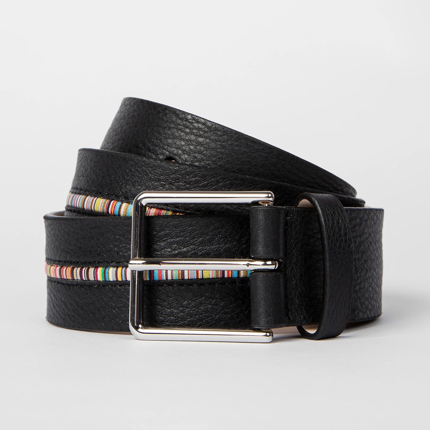 - Signature Stripe Belt - Black