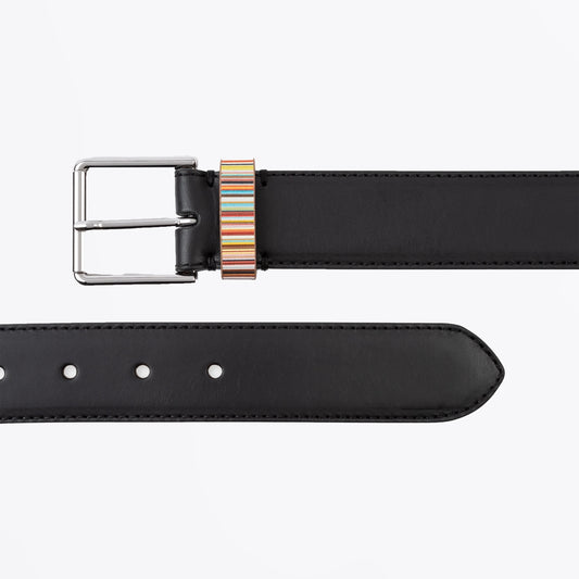 - Signature Stripe Keeper Belt - Black