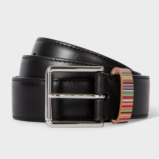 - Signature Stripe Keeper Belt - Black