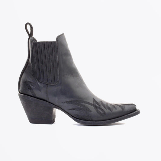 - Gaucho Ankle Boots - Black Destroy