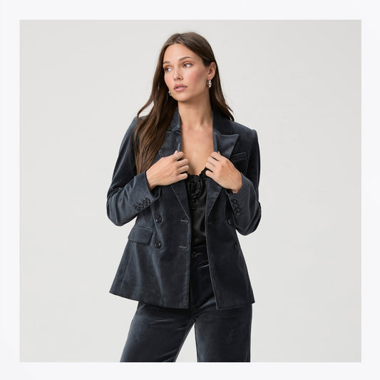 - Malbec Blazer - Calico Blue Velvet