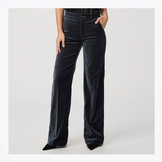 - Sasha Wide Leg Trousers - Calico Blue Velvet