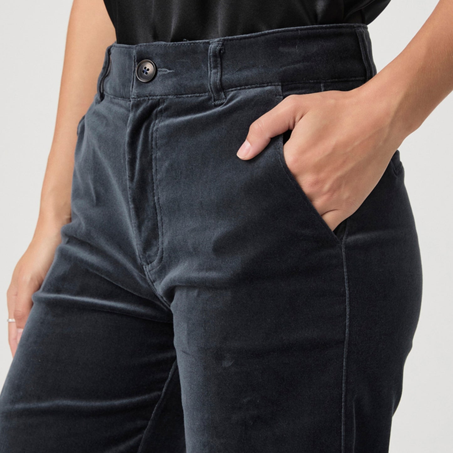 - Sasha Wide Leg Trousers - Calico Blue Velvet