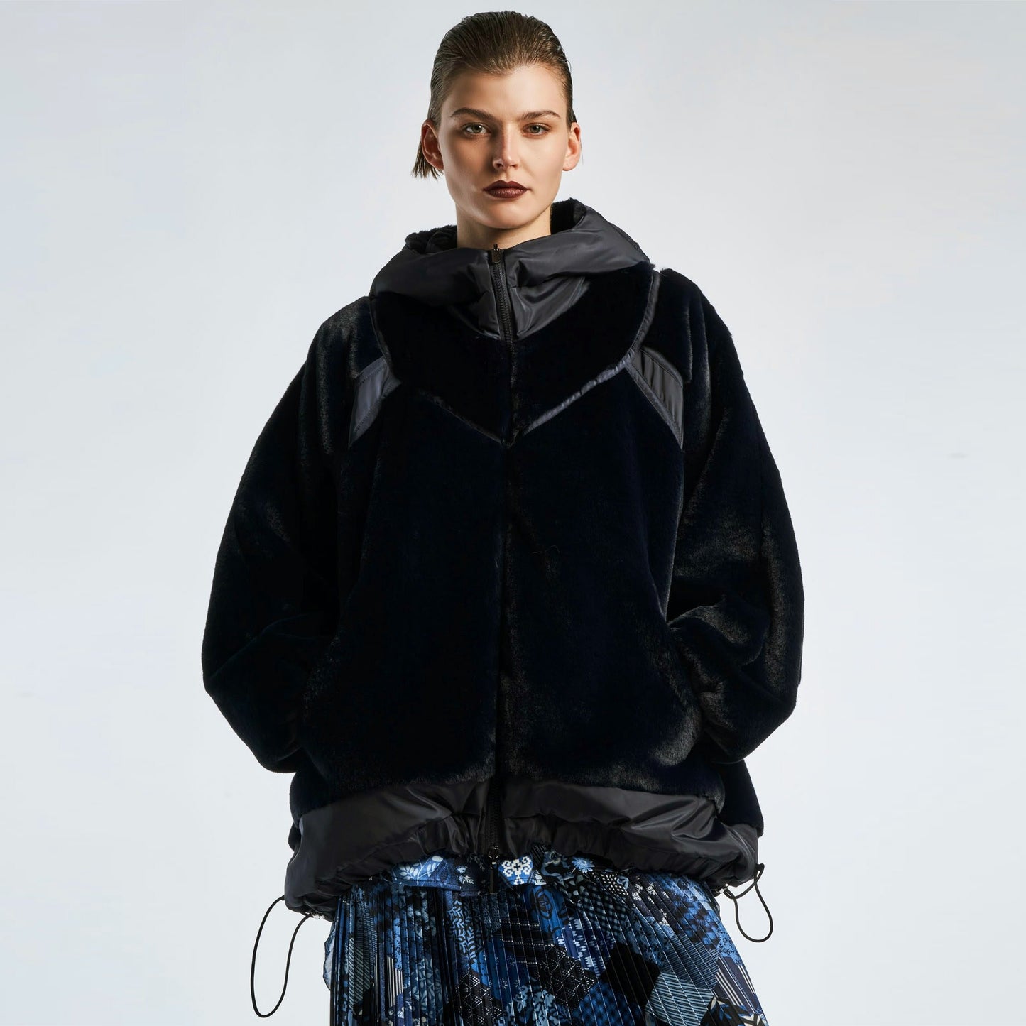 - Windswept Reversible Cape Coat - Black