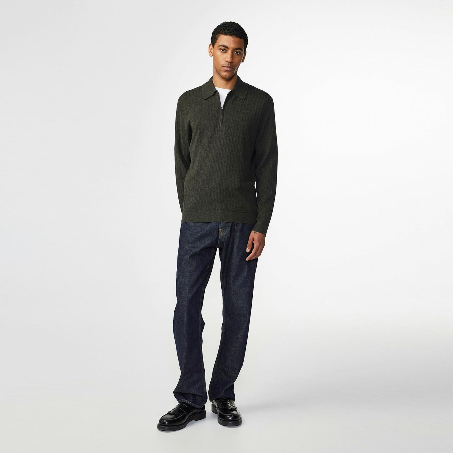 - Hansie Half Zip Knit - Dark Army