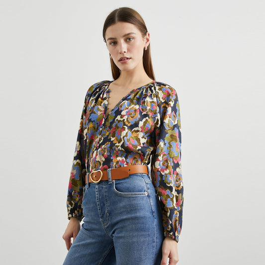 - Indi Pattern Top - Navy Wildflower