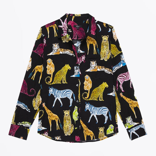 - Kate Animal Print Shirt - Black