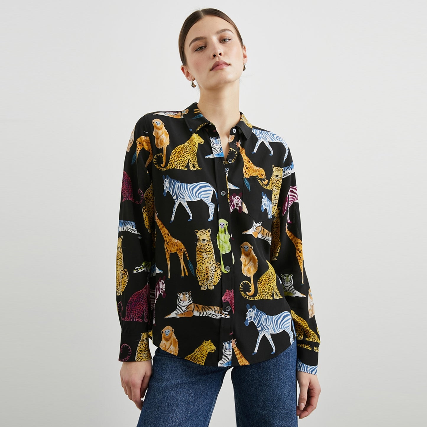 - Kate Animal Print Shirt - Black