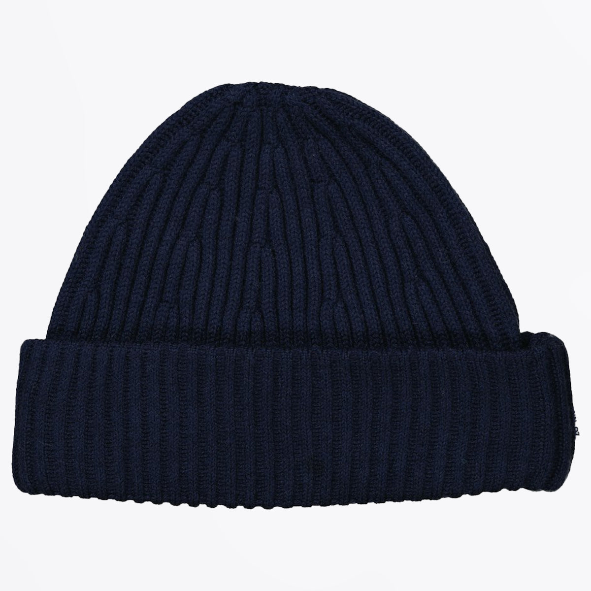 Rib Wool Blend Beanie - Navy Blue