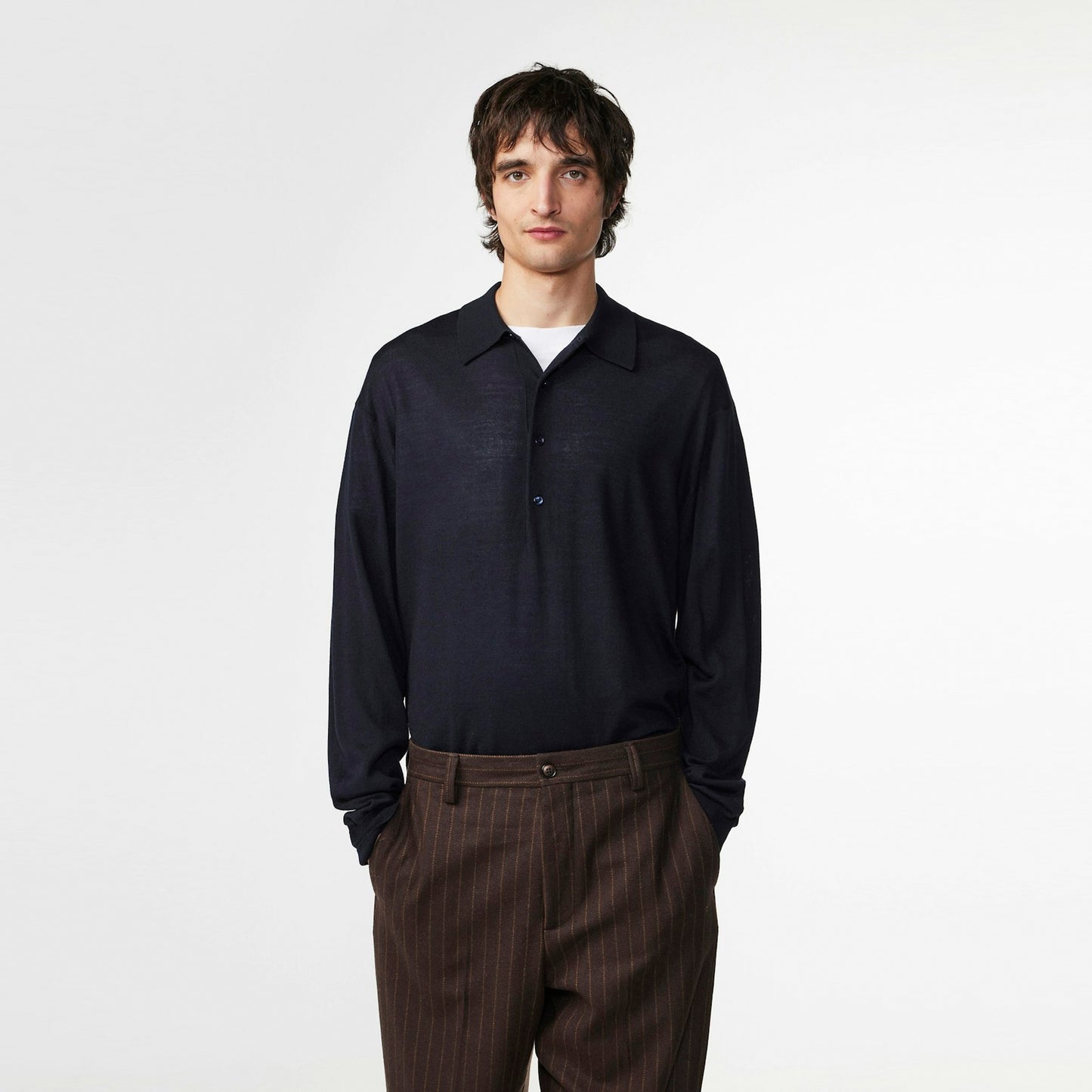 - Raymond Knitted Polo - Deep Navy