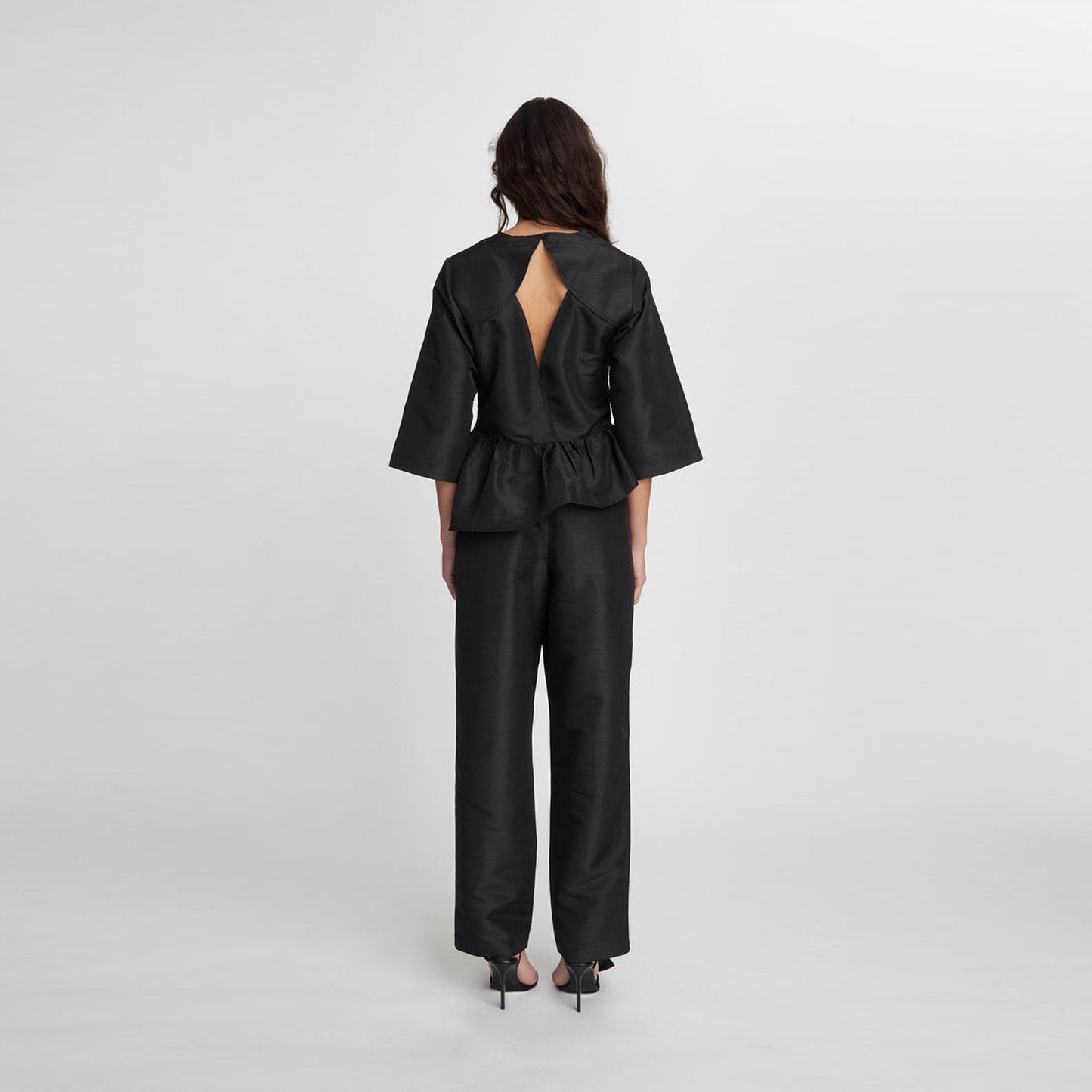 - Crispy Peplum Blouse - Black