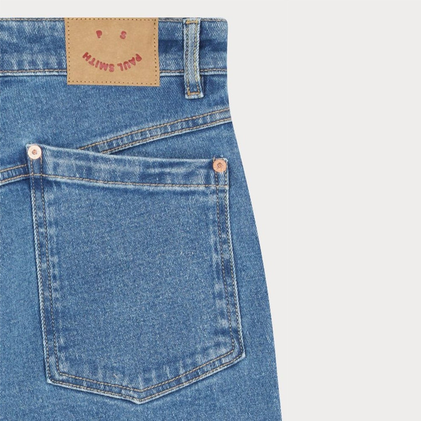 - Barrel Leg Jeans - Washed Mid Blue