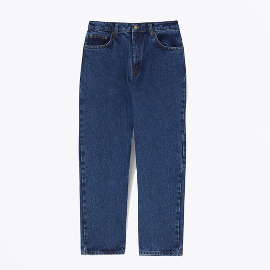 - Allison Cropped Jeans - Mid Blue Denim