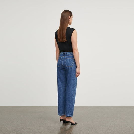 - Allison Cropped Jeans - Mid Blue Denim