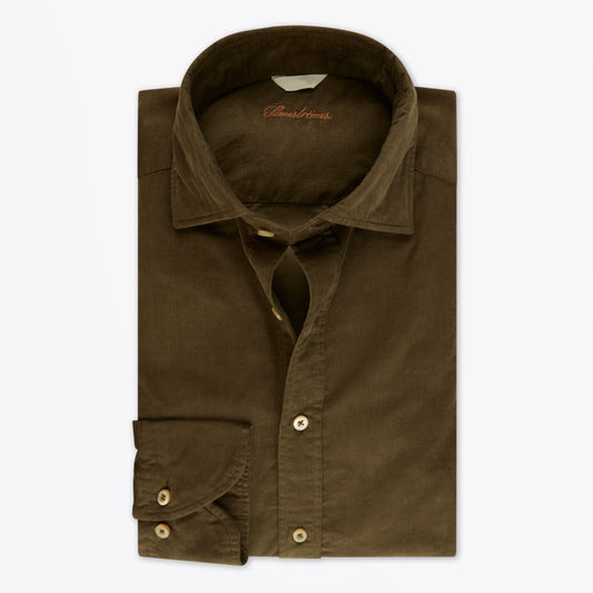 - Fitted Body Corduroy Shirt - Green