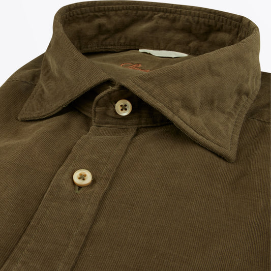 - Fitted Body Corduroy Shirt - Green