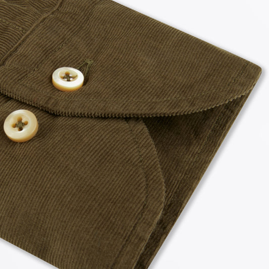 - Fitted Body Corduroy Shirt - Green