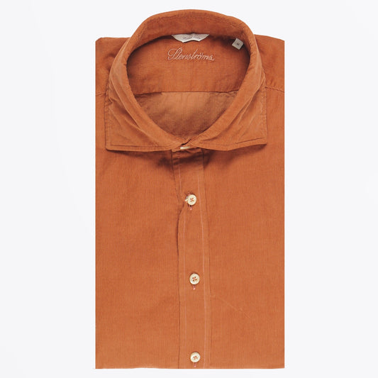 - Fitted Body Corduroy Shirt - Orange