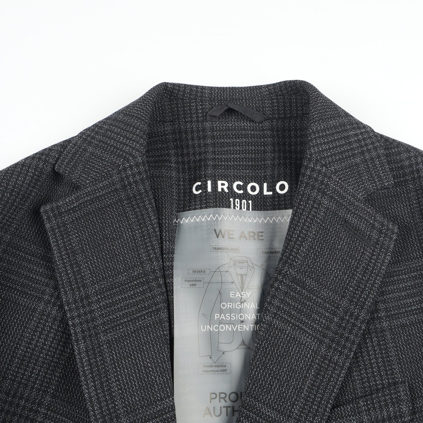 - Check Wool Jacket - Black